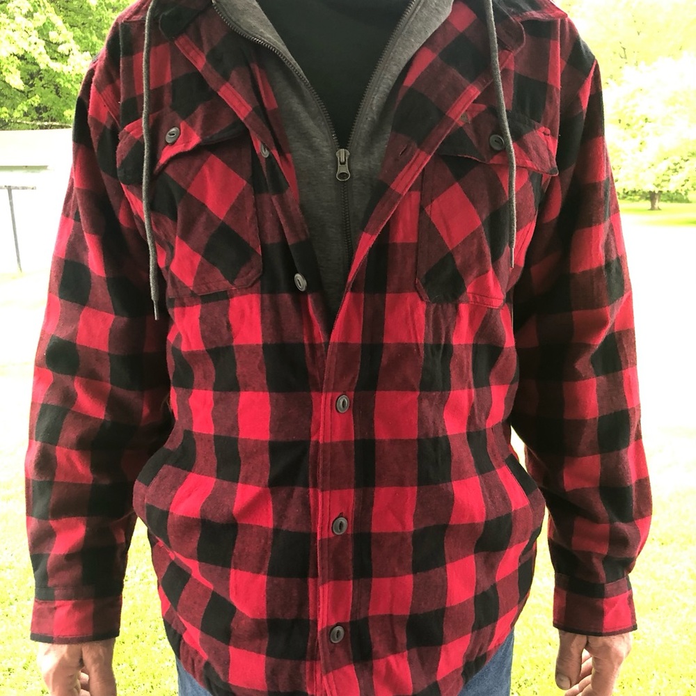 Sherpa lined fleece flannel jacket.
